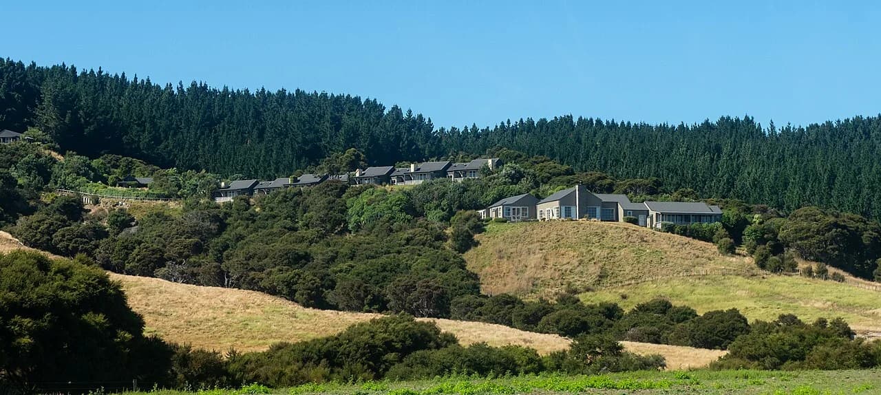 Lodges on the Cape Kidnappers property, photographed in 2019