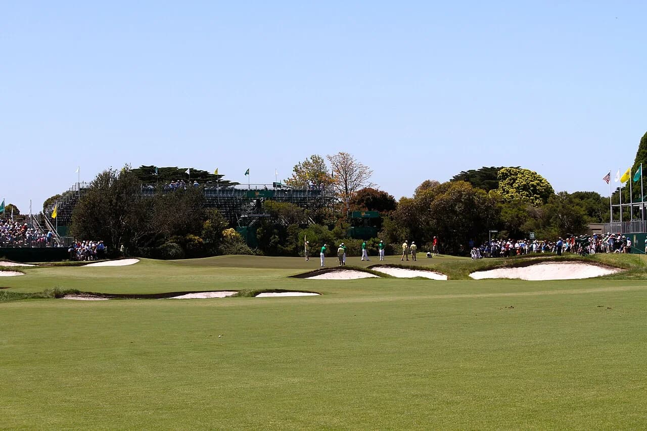 Royal Melbourne’s eighteenth West Course hole during the 2011 Presidents Cup practice round